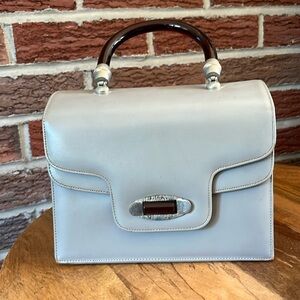 GUC vintage gray Susan Gail box purse lucite and silver handle/hardware
